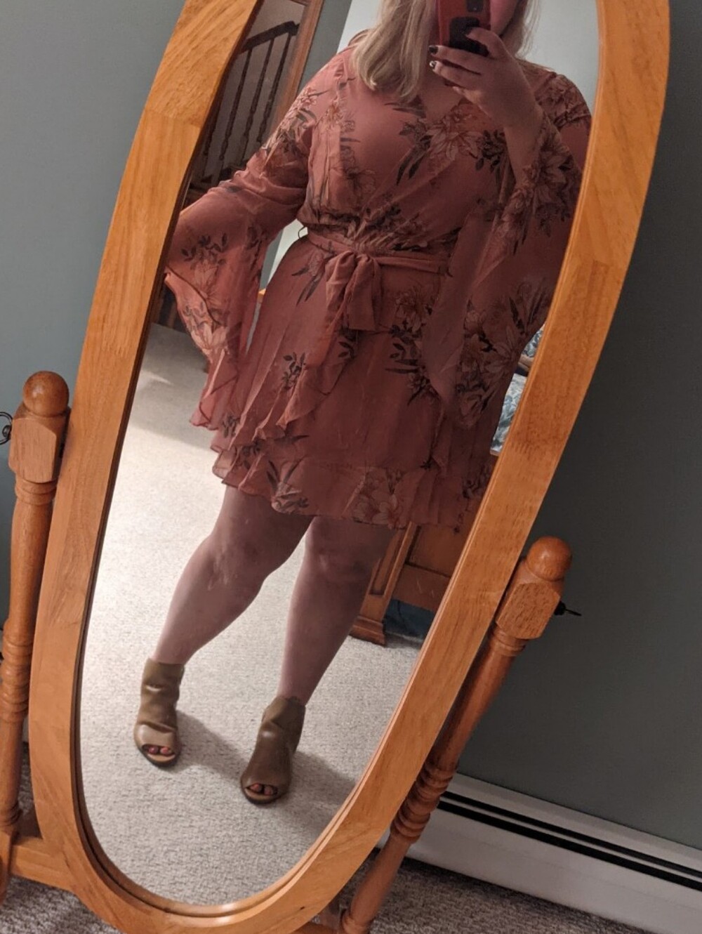 City Chic Dusty Pink Floral Wrap Dress